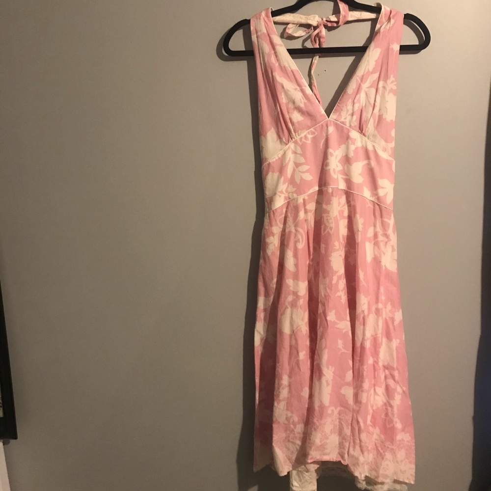 Laundry by Shelli Segal pink halter dress floral 6